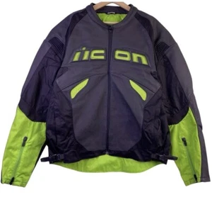 Icon Sanctuary D3O Motorcycle Leather Jacket Men’s Size XL Black Green - Bild 1 von 12