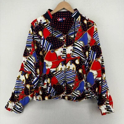 TAIL Jacket Womens M Nautical Rope Star Tennis Track Full Zip Bomber Blue VTG - Image 1 of 4