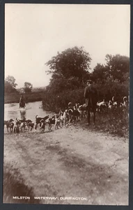 Postcard Durrington nr Amesbury Wiltshire hunting hounds Milston Waterway RP - Picture 1 of 2