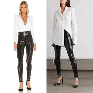 WAYF Leggings Womens XS Black Sequin High Waist Pull On Logan Pants - Picture 1 of 9