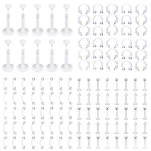 10-30pc Clear Piercing Retainer Flexible Septum Lip Cartilage Tongue Nipple Ring - Picture 1 of 19