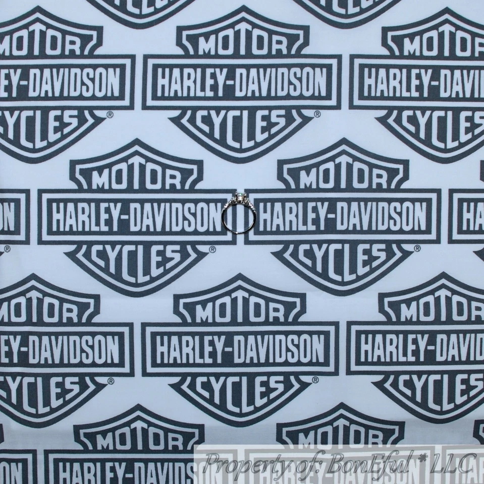 BonEful Fabric VTG Harley Davidson Biker Motorcycle Decor Retro Logo Quilt Block - Image 1 of 4