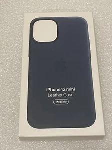 Coque iPhone 12 Mini Apple cuir bleu foncé MagSafe authentique OEM Neuve Boite - Photo 1 sur 7