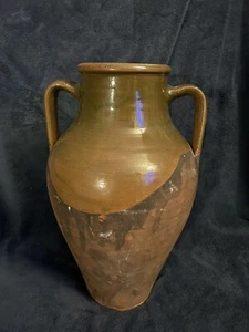 Early 20th-C Mediterranean Earthenware Terra Cotta Amphora Olive Jar Jug 16.5” - Picture 1 of 22