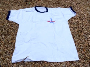 Vintage XL Kings Dominion Eiffel Tower Ringer Tee Amusement Park White Blue Thin - Picture 1 of 8