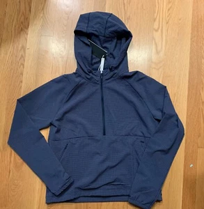 NWT Adidas Seersucker M Blues Hood Wind Jacket Golf RFID Tags $90 Pullover - Picture 1 of 9