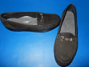 NWOB SAS 'Metro' Black Suede Horse Bit Flat Loafers - 10.5M - Picture 1 of 4
