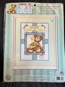 Dimensions Counted Cross Stitch Bunny 'n Bear Baby Birth Sampler Record kit - Picture 1 of 2