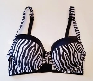 Zebra Bra 34C Rampage Intimates Demi Tuxedo Underwire Black/White So Cute  - Picture 1 of 13