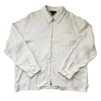 Traje Ralph Lauren para mujer amarillo crema: chaqueta 2X, cremallera, 100 % lino Foto 1 de 4