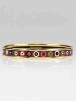 Brazalete Brazalete Estrecho Hermes Rojo Estampado Esmalte Círculos Baile Talla 62 Foto 1 de 4