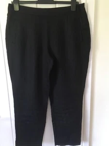 NWOT, EAST, Black 100% Linen Cropped Tapered Trousers -size 12 - Picture 1 of 6