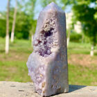 100G  Natural Purple Grape Agate Chalcedony Crystal energy tower reiki healing