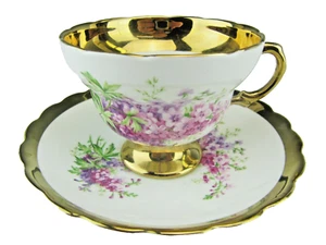 Rosina Bone China Cup & Saucer 553 RS Floral Sprays Wide Gold Bands - Picture 1 of 9