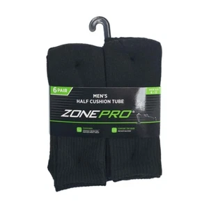 ZONE PRO HALBPOLSTER SCHLAUCHSOCKEN FÜR HERREN SCHWARZ SCHUHGRÖSSE 6-12 6ER-PACK - Bild 1 von 2
