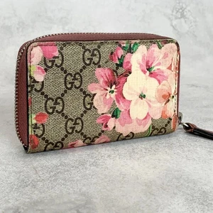 GUCCI Coin Case Blooms Flora GG Supreme Card Holder Wallet Purse PVC Leather - Picture 1 of 16