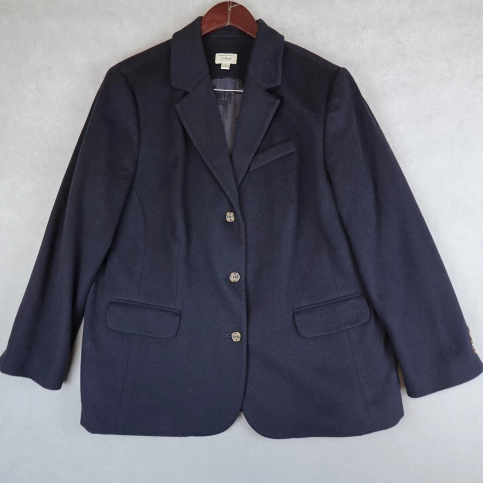 Blazer LL Bean para mujer 18E mezcla de lana cachemir forrado azul marino Foto 1 de 4