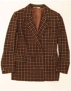 PANCALDI & B Womens Double Breasted Blazer Jacket UK 14 Medium Brown Check AY01 - Picture 1 of 3