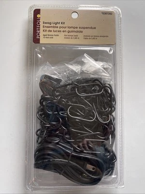 PORTFOLIO 0387262 12' Antiguo Bronce Envejecido Clasificación de Carga 30 lb Kit de Luz Swag Nuevo Foto 1 de 3