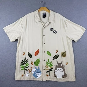 Studio Ghibli My Neighbor Totoro Button-Up Shirt Short Sleeve Sz XL Embroidered - Picture 1 of 7