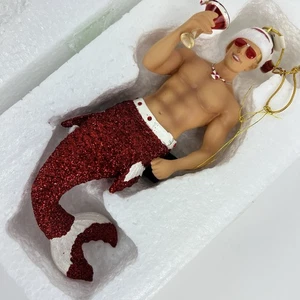 December Diamonds Merman Candy Cane Hanging Christmas Ornament 2009 Cocktail IOB - Picture 1 of 9