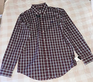 Lauren Ralph Lauren Boys Check Print Dress Shirt Burgundy/White Sz 18 NWT - Picture 1 of 4
