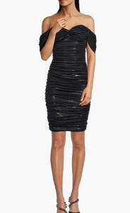 Norma Kamali Walter Off-The-Shoulder Sheath Dress Women's Size S / 36 Black NEW - Picture 1 of 11