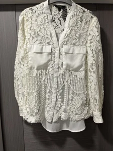 White Lace Blouse By Lipsy Size 10 - Picture 1 of 4
