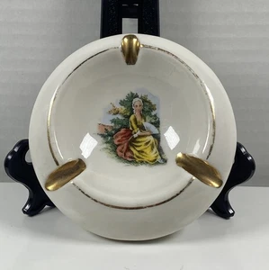 Vintage Signed Victorian Lady Ashtray Gold Accents Collectible - Picture 1 of 10