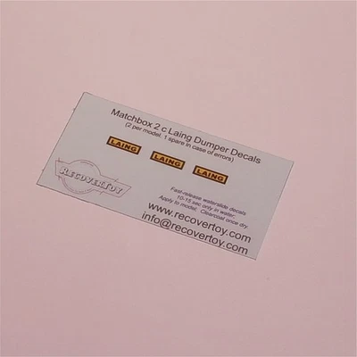 Matchbox Lesney  2c Laing Site Dump Truck Decal Set - Image 1 of 3