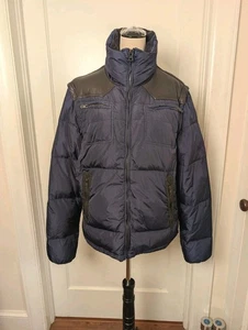 Diesel Herren Daunen Convertible Jacke/Weste - Lederakzente & Kapuze - Navy - Größe XL - Bild 1 von 19