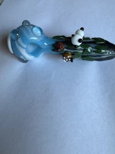 Artisan Hand Blown Glass Collectible Spoon - Panda & Ladybug Design - Picture 1 of 5