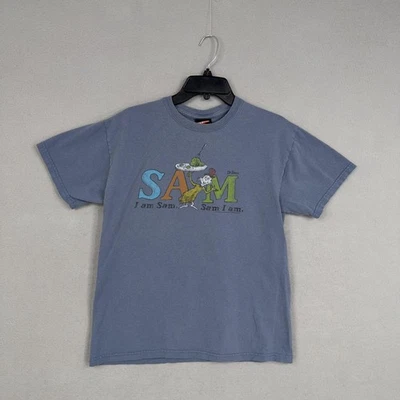 复古 Dr Seuss Sam I Am 衬衫男式中号蓝色图案 T 恤 2000 年代 Y2K — 第 1/4 张图片