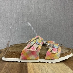 Birkenstock Bali Sandals Womens Size 6 37 Strappy Cork Footbed Comfort Shiny - Picture 1 of 11