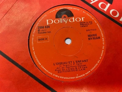MARIE MYRIAM - L'Oiseau Et L'Enfant - IRISH PRESS 7" EUROVISION 1977 IRELAND - Image 1 of 2