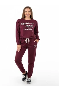 Keith Haring Damen weiches Fleece Lounge Set Langarm Rundhalsausschnitt & Jogginghose Small - Bild 1 von 2