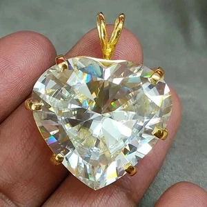 25 Ct. Off White Heart Shape Treated White Diamond Pendant Great Shine & Luster! - Picture 1 of 6