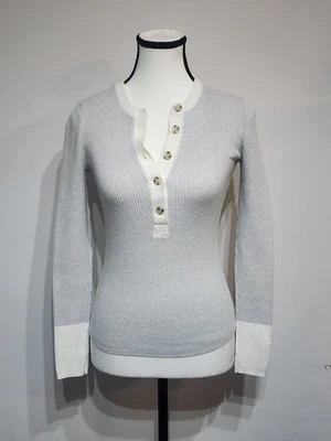 Faherty Mikki Henley Cashmere Organic Cotton Ribbed Sweater Size XS $168 - Image 1 of 4