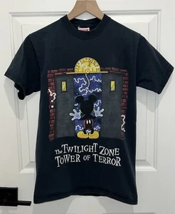 T-shirt vintage Disney Parks The Twilight Zone Torre del Terrore prendi le scale nera XS - Foto 1 di 12