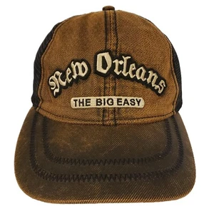 New Orleans The Big Easy, Baseball Cap, Brown Black Mesh Snapback Oiled Brim - Picture 1 of 7