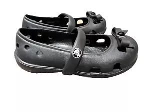 Crocs Girls Mary Jane Keeley Shoes Size 6 Toddler Black 205487-001 Bow Flats - Picture 1 of 6