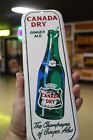RARE 1950s CANADA DRY BOTTLE STAMPED PAINTED METAL SIGN SODA GINGER ALE POP COKE