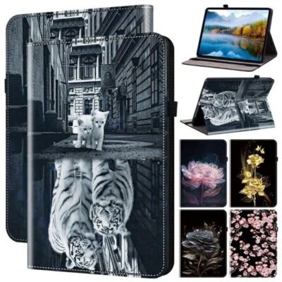 Tiger Flower Tablet Case For iPad 11 10 9 8 7 6 5 Mini 3 4 5 6 7 Pro Air 1 2 - Image 1 of 4