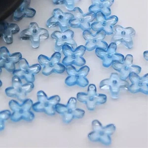 100Pcs Vintage Glass Lampwork Mini Flowers Nail Art Beads Silver Gold Foil 12mm - Picture 1 of 12