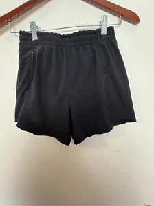 Athleta Girl Heart The Hustle 4” Short Sz L/12 Black Adjustable Waist  Athleisur - Picture 1 of 4