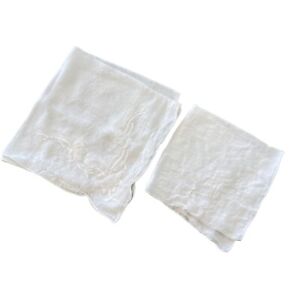 Vintage Handkerchief Lot of 2 White Square Scarf Floral Lightweight Minimalist