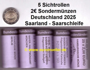 5 Sichtrollen 2 Euro Gedenkmünzen Deutschland 2025 A-J -Saarland - Saarschleife - Bild 1 von 1
