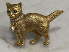 Vintage The Metropolitan Museum Of Art Gold Cat Pin Rhinestones Signed Mma Mao