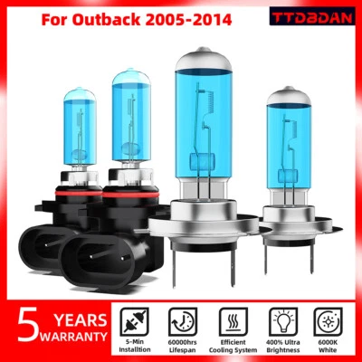 Faros halógenos 9005 H7 haz bajo 6000 k para Subaru Outback 2005-2014 Foto 1 de 4