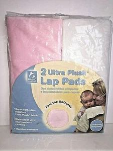 Two Ultra Plush Waterproof Lap Pads Pink and White Waterproof Vinyl Liner - Picture 1 of 5